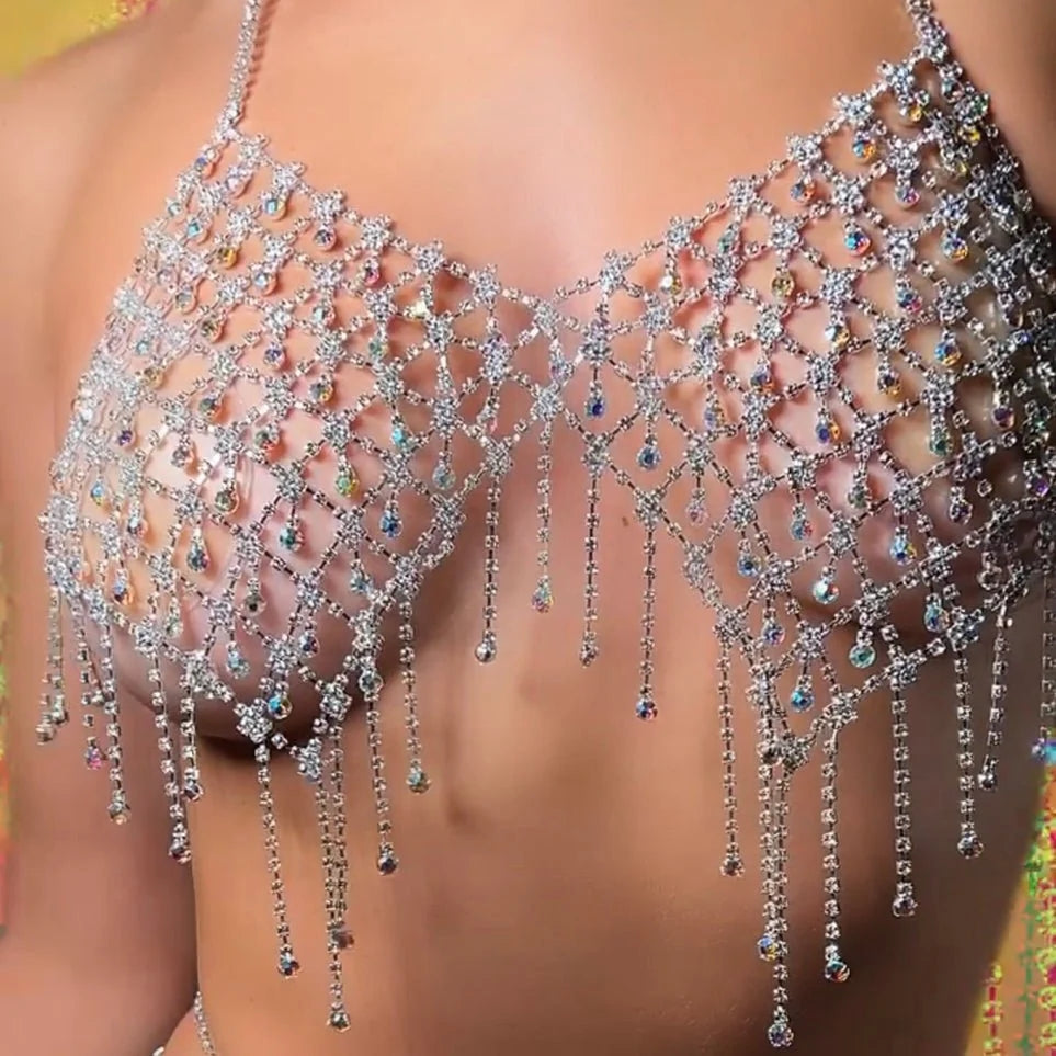 Pinkfoxs™ Diamond Fringe Rhinestone Bra