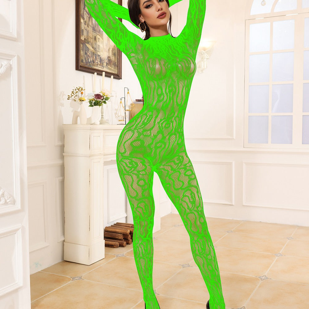 Sheer Lace Pattern Bodystocking