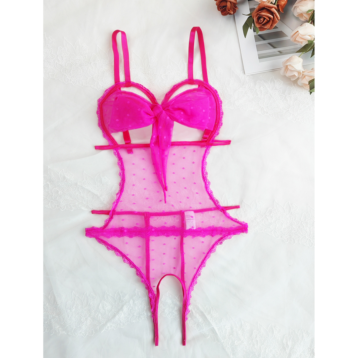 Extreme Sheer Bow Tie Bodysuit