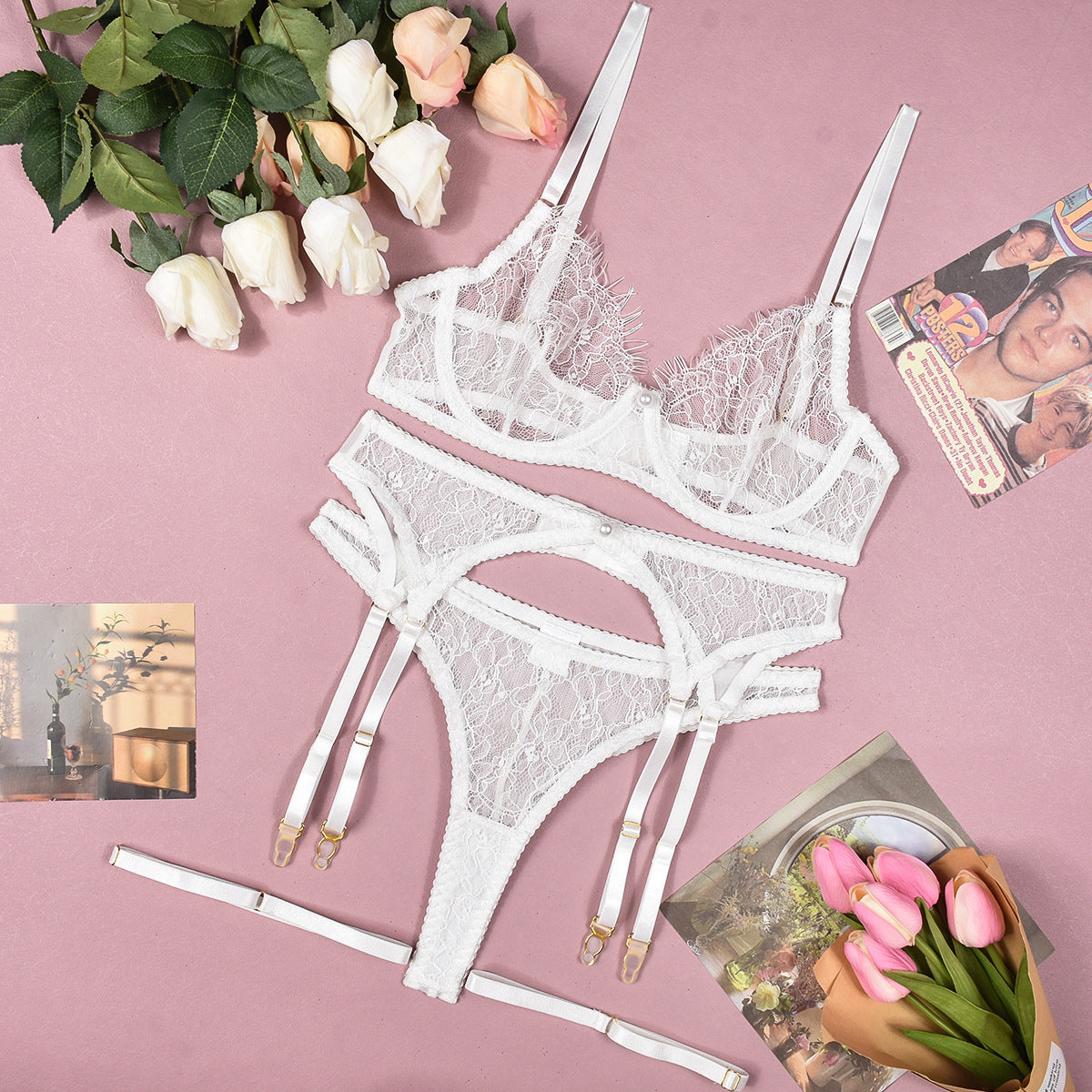 Lace Pearl Lingerie Set