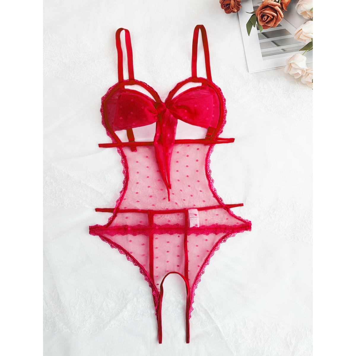 Extreme Sheer Bow Tie Bodysuit