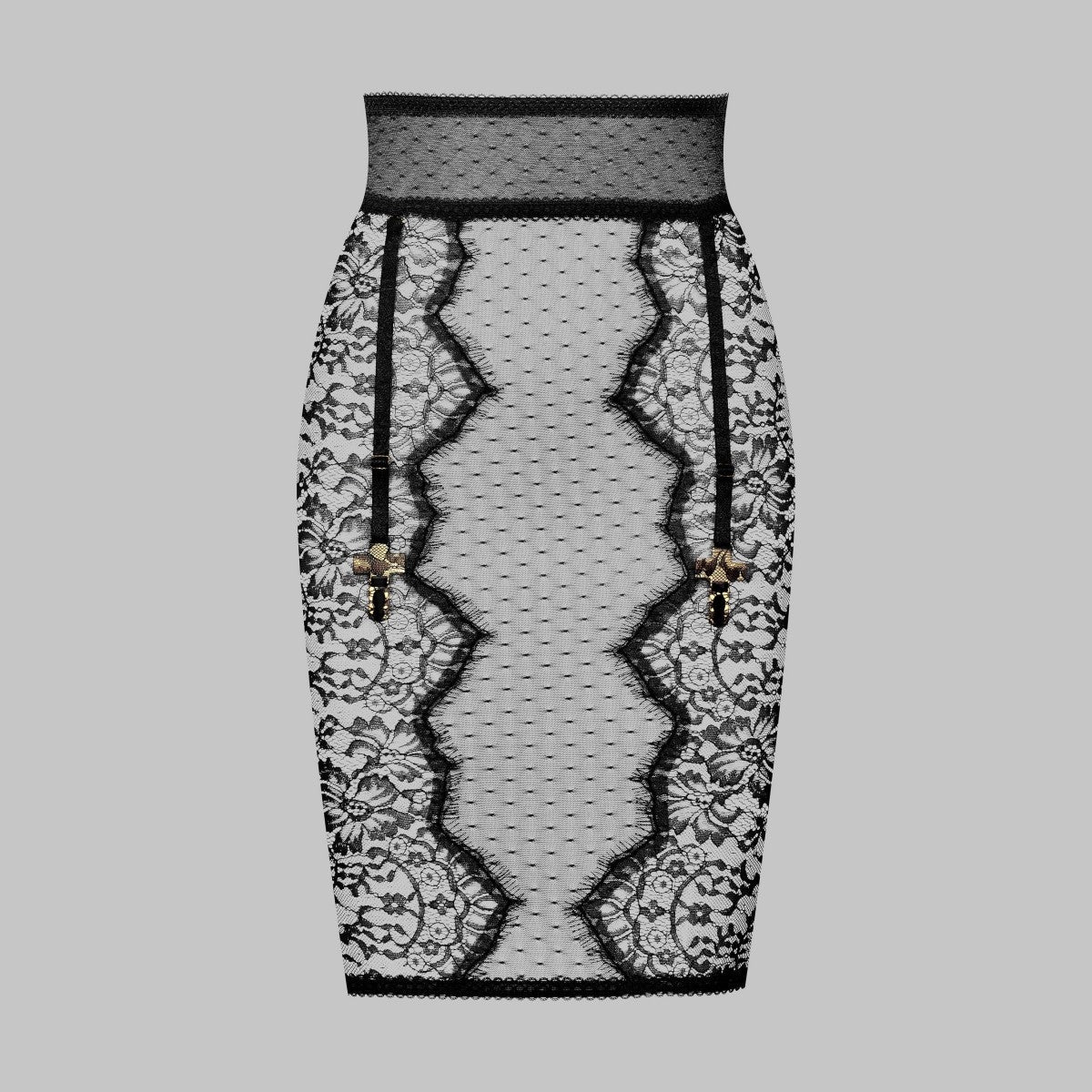 Sheer Lace Underwire Skirt Lingerie Set