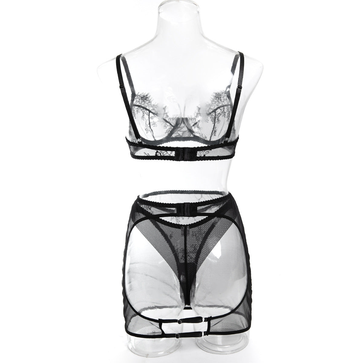 Lace Bra & Sheer Mesh Skirt Set