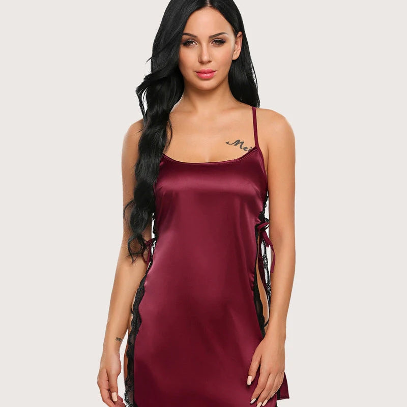 Satin Temptation Strappy Slit Nightdress