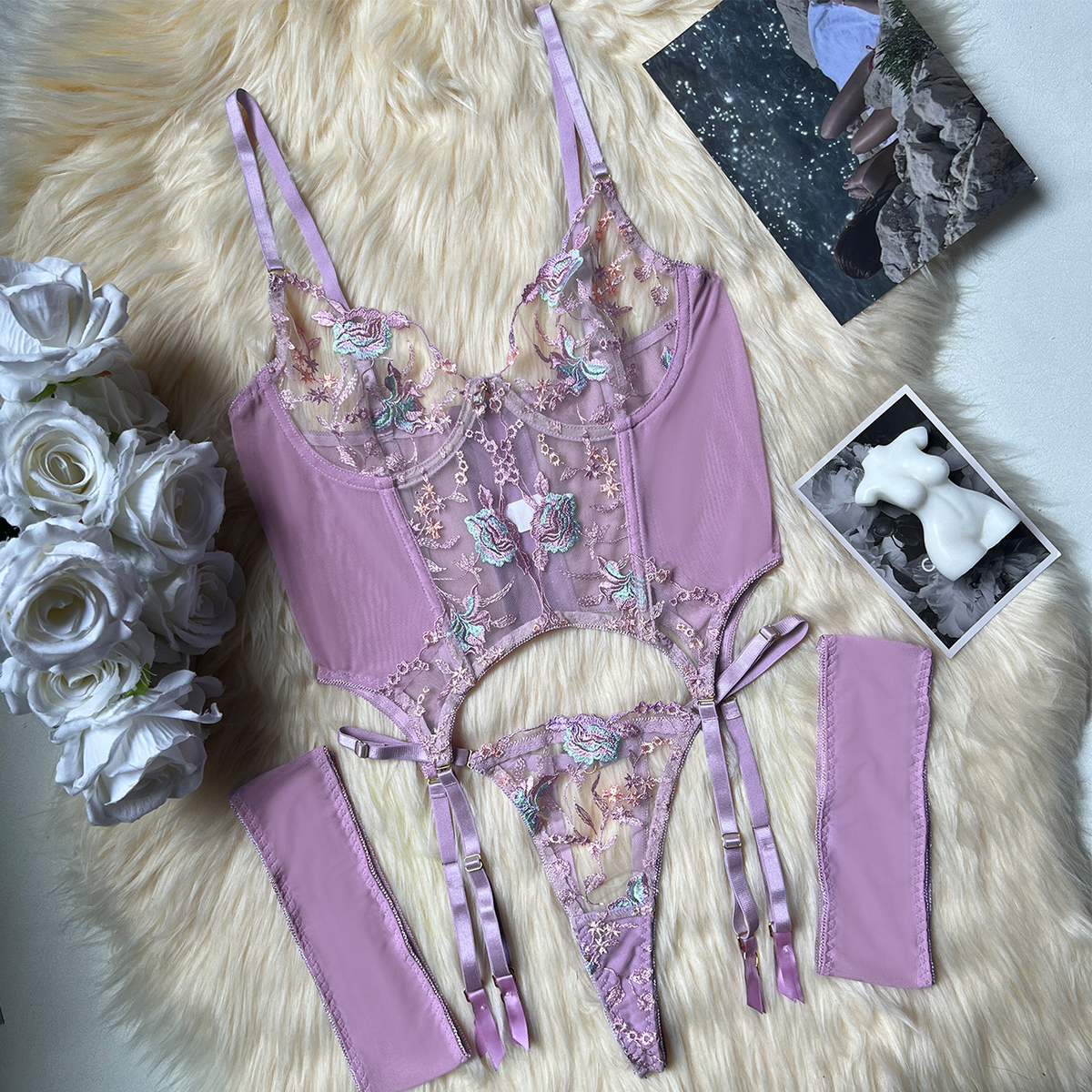 Embroidered Sheer Lingerie