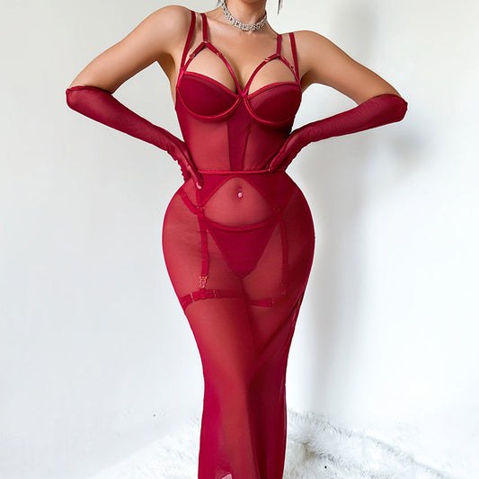 Strappy Cutout Skirt Lingerie Set
