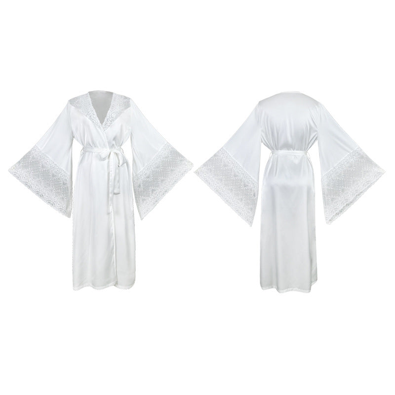 Satin Lace Bell Sleeve Robe
