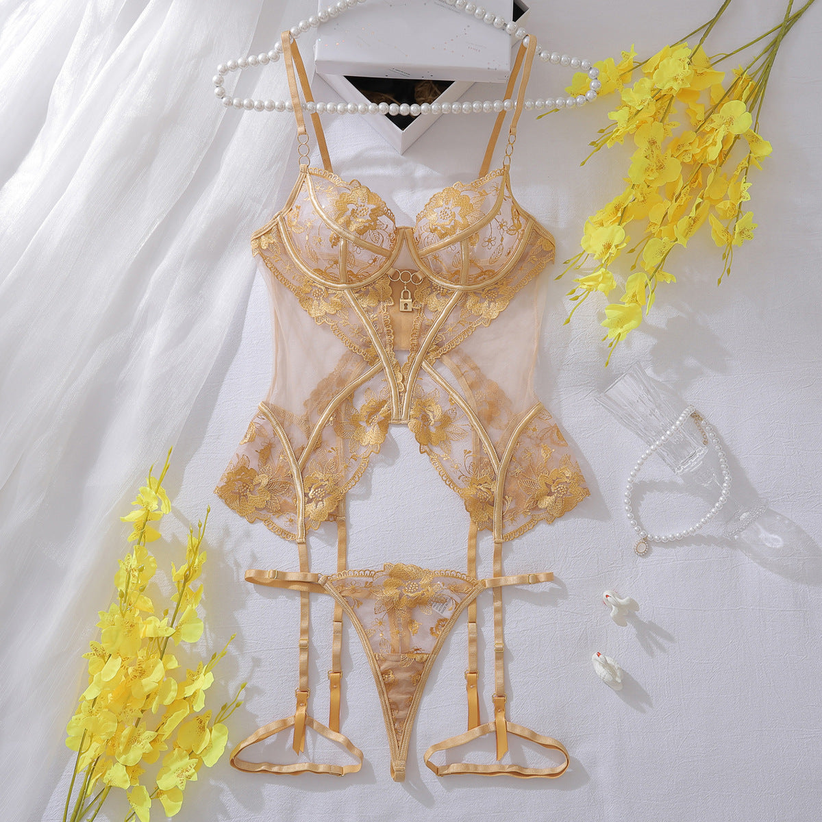 Sheer Lace Tease Lingerie Set