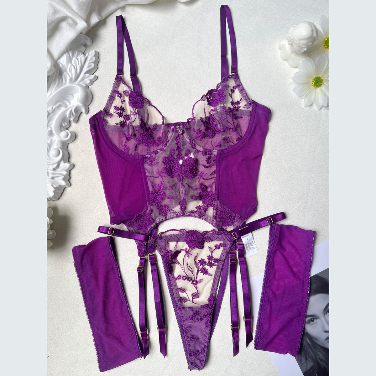 Embroidered Sheer Lingerie