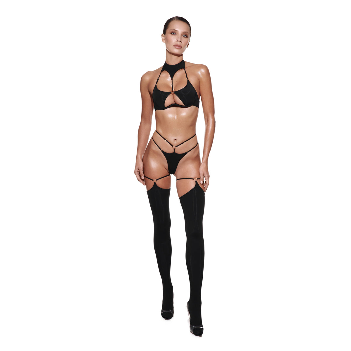 Cutout Strap Night Seduction Lingerie Set
