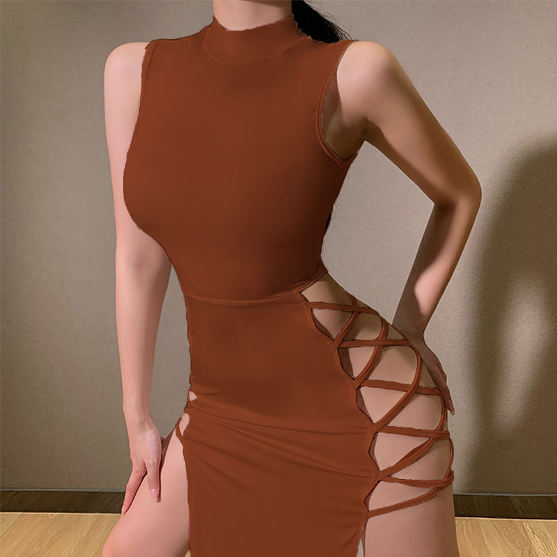Strappy High Slit Bodycon Dress