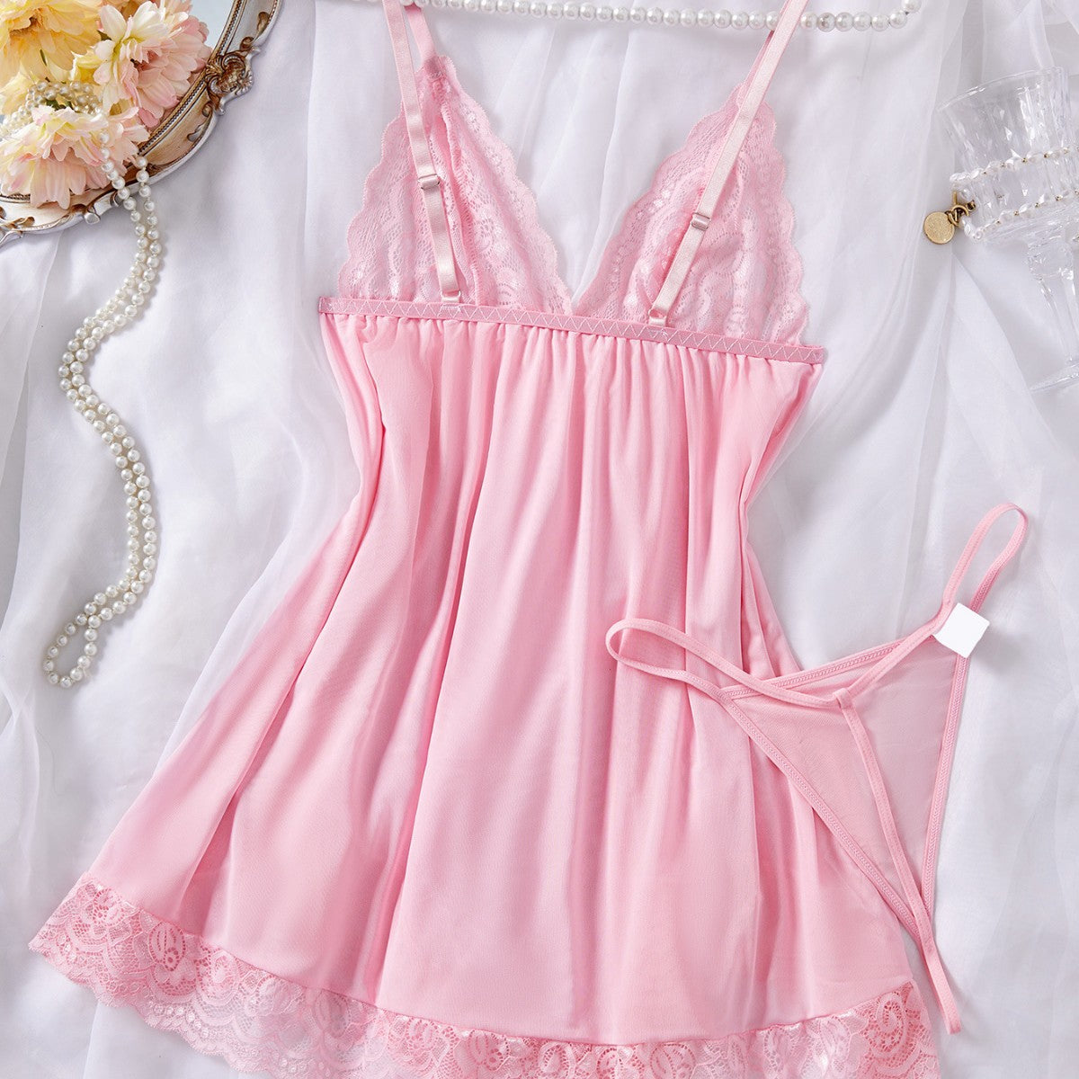 Lace Nightdress Two Piece Set
