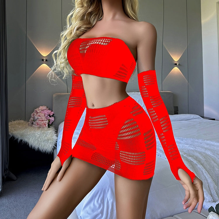 Cutout Sheer Mini Dress Set
