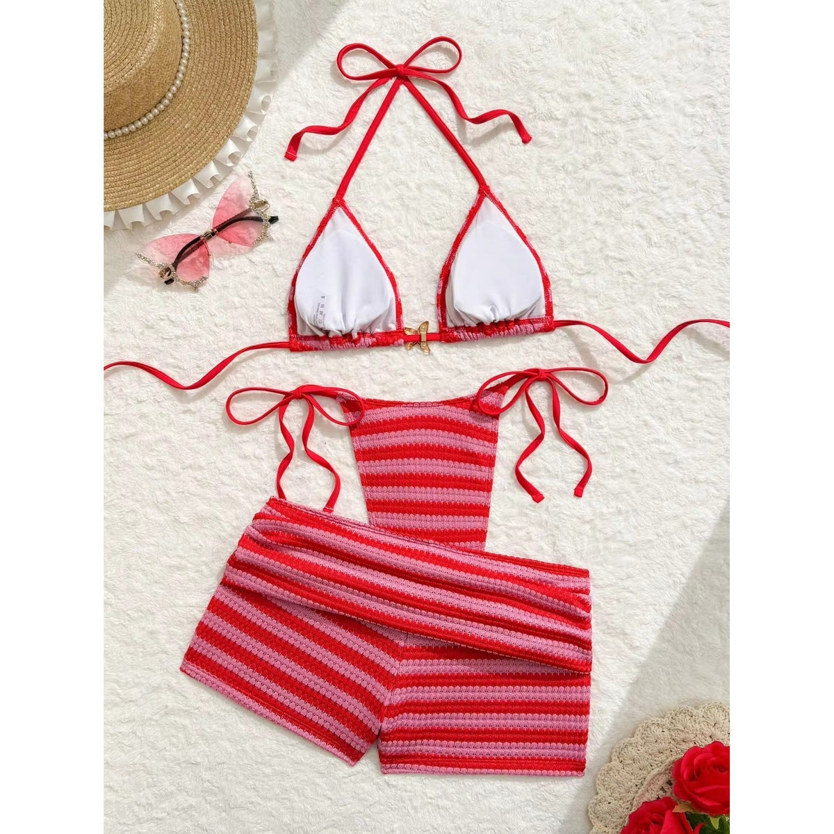 Striped Knit Bikini Set