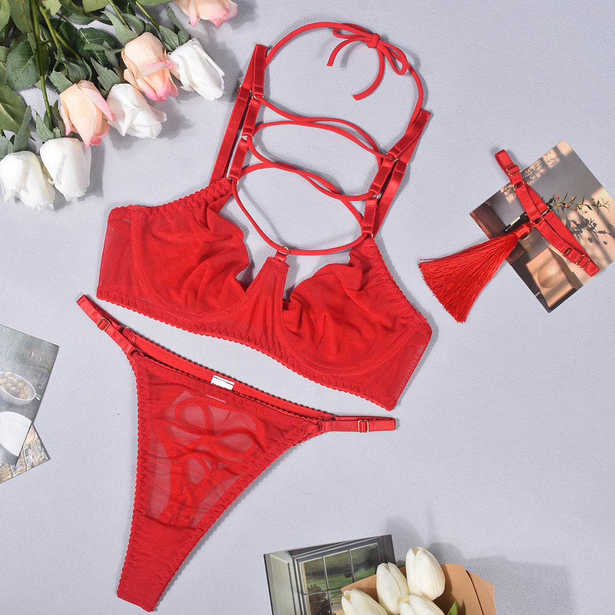 Strappy Tassel Lingerie Set