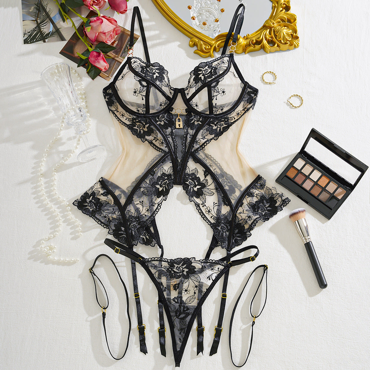 Sheer Lace Tease Lingerie Set