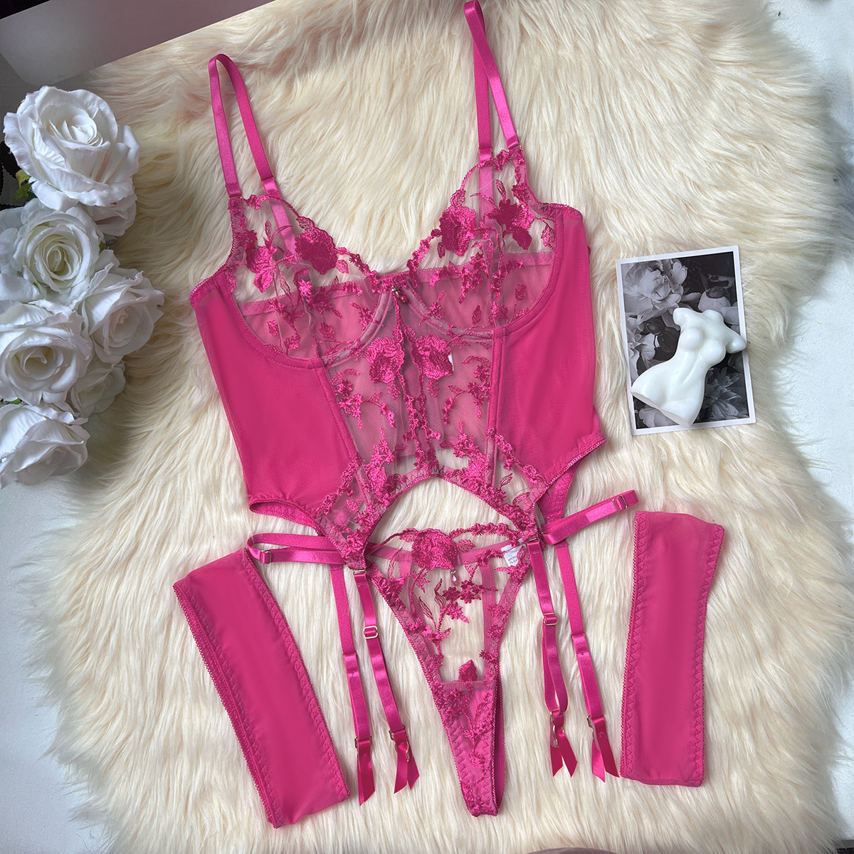 Embroidered Sheer Lingerie